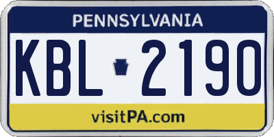 PA license plate KBL2190