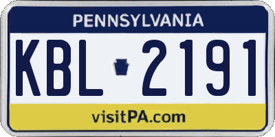 PA license plate KBL2191