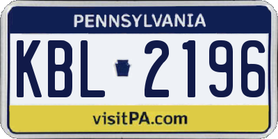 PA license plate KBL2196