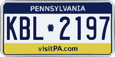 PA license plate KBL2197