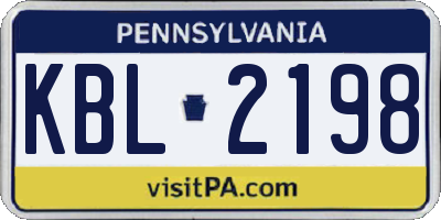PA license plate KBL2198