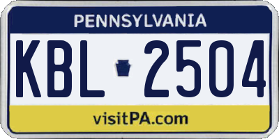 PA license plate KBL2504