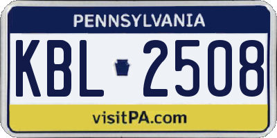 PA license plate KBL2508