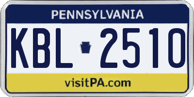 PA license plate KBL2510