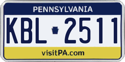 PA license plate KBL2511