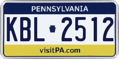 PA license plate KBL2512