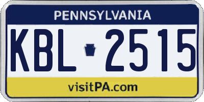 PA license plate KBL2515