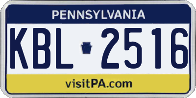 PA license plate KBL2516