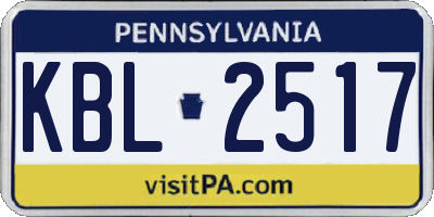 PA license plate KBL2517