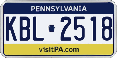 PA license plate KBL2518