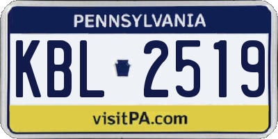 PA license plate KBL2519