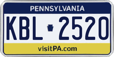 PA license plate KBL2520