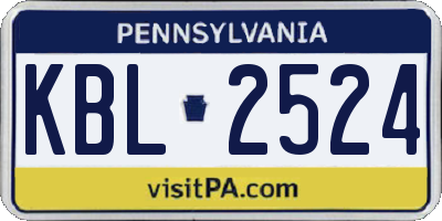 PA license plate KBL2524