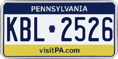 PA license plate KBL2526