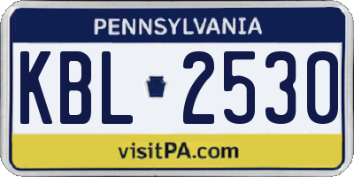 PA license plate KBL2530