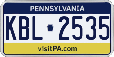 PA license plate KBL2535