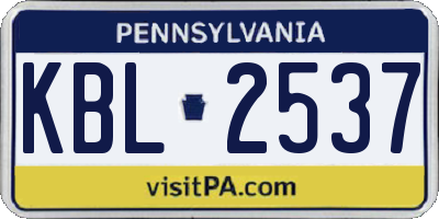 PA license plate KBL2537