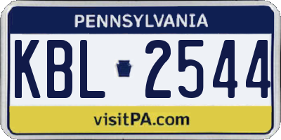 PA license plate KBL2544