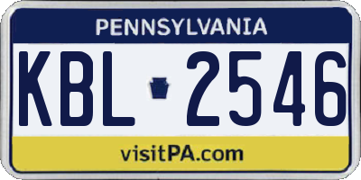 PA license plate KBL2546