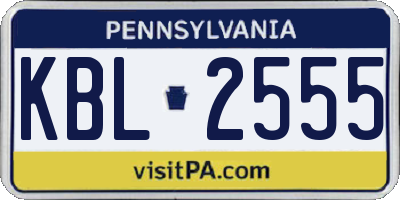 PA license plate KBL2555