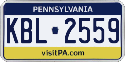 PA license plate KBL2559
