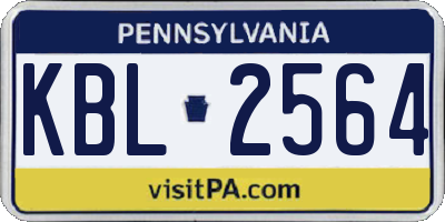 PA license plate KBL2564