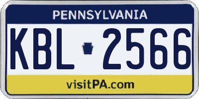 PA license plate KBL2566