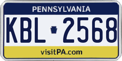 PA license plate KBL2568