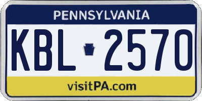 PA license plate KBL2570