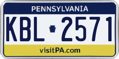 PA license plate KBL2571