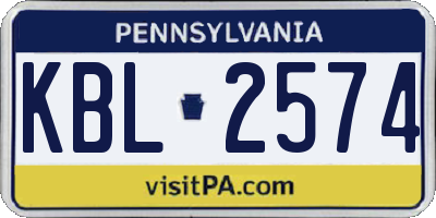 PA license plate KBL2574
