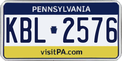 PA license plate KBL2576