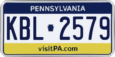 PA license plate KBL2579