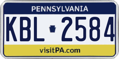 PA license plate KBL2584
