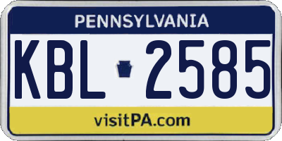 PA license plate KBL2585