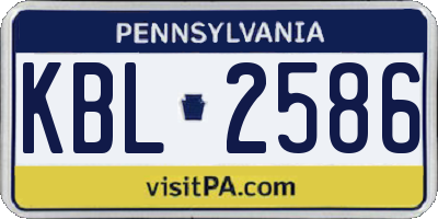 PA license plate KBL2586
