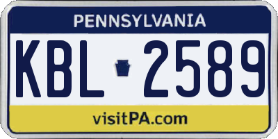 PA license plate KBL2589