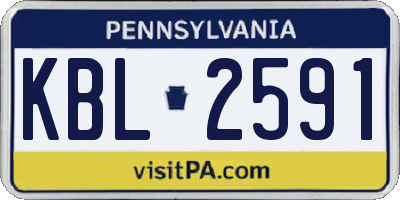 PA license plate KBL2591