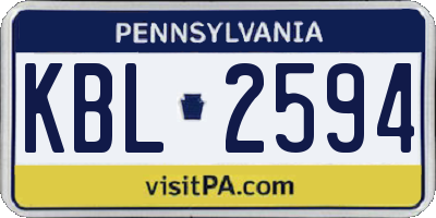 PA license plate KBL2594