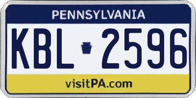 PA license plate KBL2596