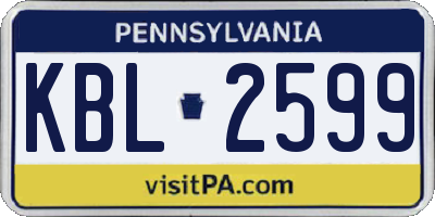 PA license plate KBL2599
