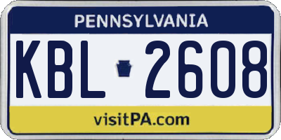 PA license plate KBL2608