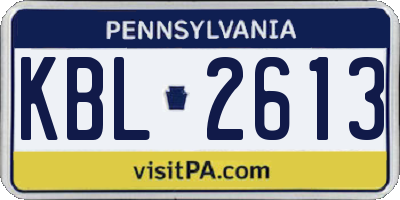 PA license plate KBL2613