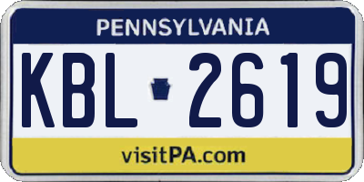 PA license plate KBL2619
