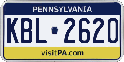 PA license plate KBL2620