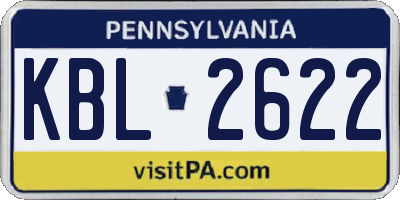 PA license plate KBL2622