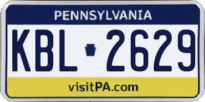 PA license plate KBL2629