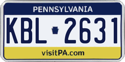 PA license plate KBL2631