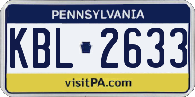 PA license plate KBL2633