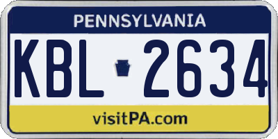 PA license plate KBL2634